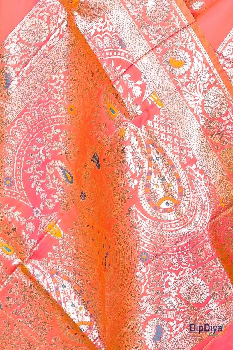 Orange Cotton Silk Parosha Kathan Saree (503)